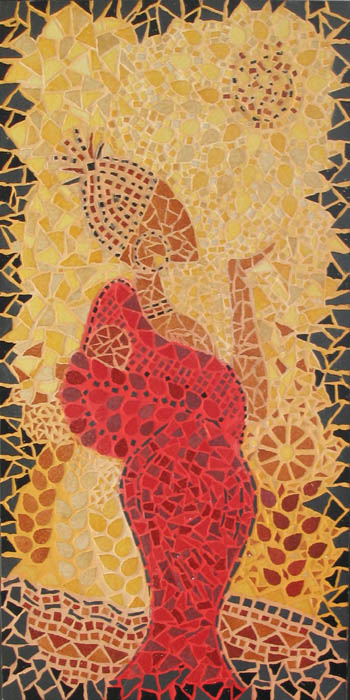 femme africaine stylise en mosaique