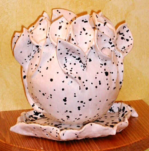 vase "dalmatien" en cramique : argile blanche maille